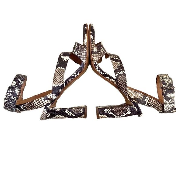 Madewell The Liv Asymmetrical Ankle Strap Snake Embossed Leather Sandals size 6 - Picture 9 of 13